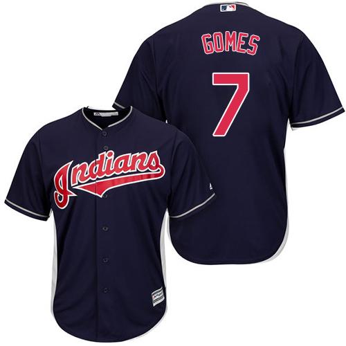 Indians #7 Yan Gomes Navy Blue Alternate Stitched Youth MLB Jersey - Click Image to Close